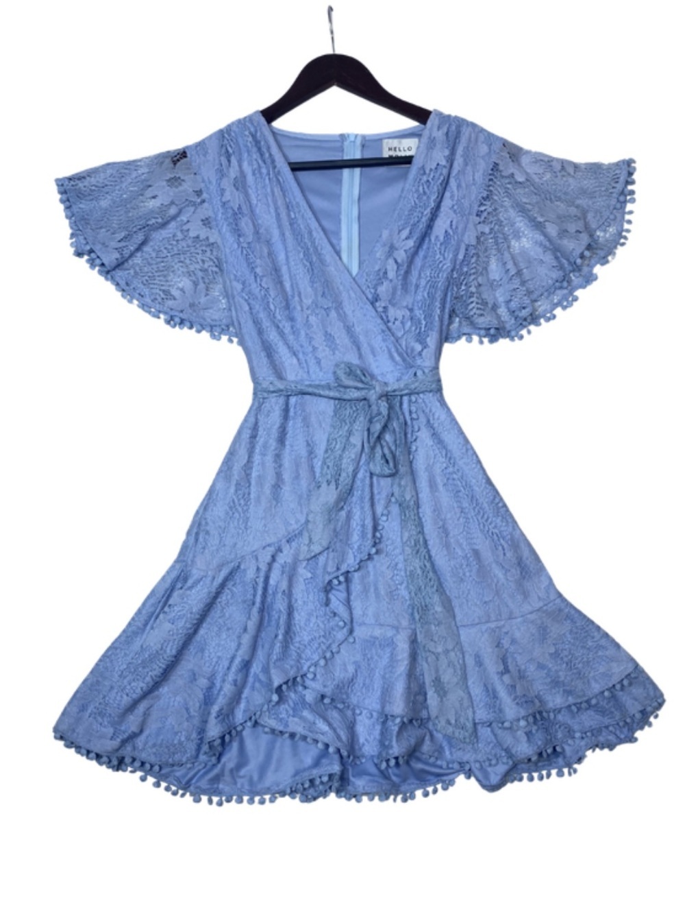 Hello Molly Blue Lace Wrap Dress Women’s Size 2
